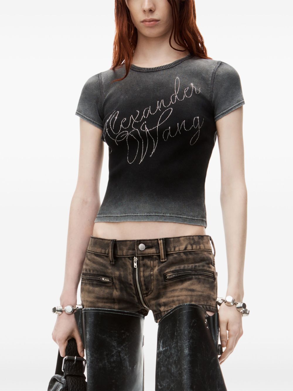 CRYSTAL HOTFIX TEE IN RIBBED JERSEY