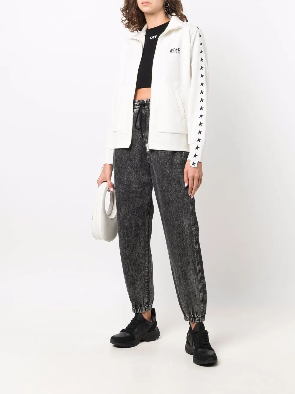ZIPPED SWEATSHIRT WITH GROSGRAIN STRIP AND STARS