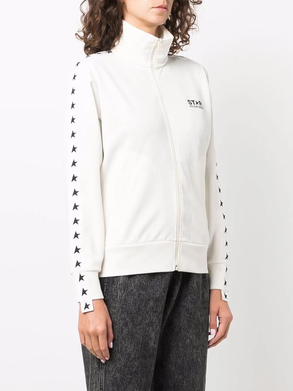 ZIPPED SWEATSHIRT WITH GROSGRAIN STRIP AND STARS