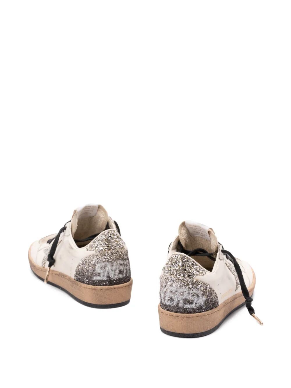 BALL STAR SNEAKERS IN VINTAGE EFFECT LEATHER AND SUEDE WITH GLITTERED STAR AND HEEL TAB