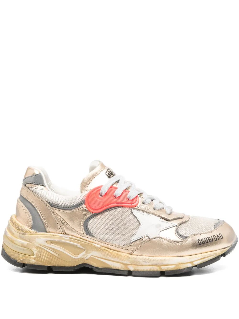 DAD-STAR SNEAKERS IN MESH AND GOLD FOILED LEATHER WITH WHITE LEATHER STAR