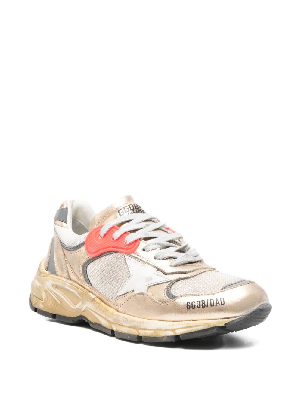 DAD-STAR SNEAKERS IN MESH AND GOLD FOILED LEATHER WITH WHITE LEATHER STAR