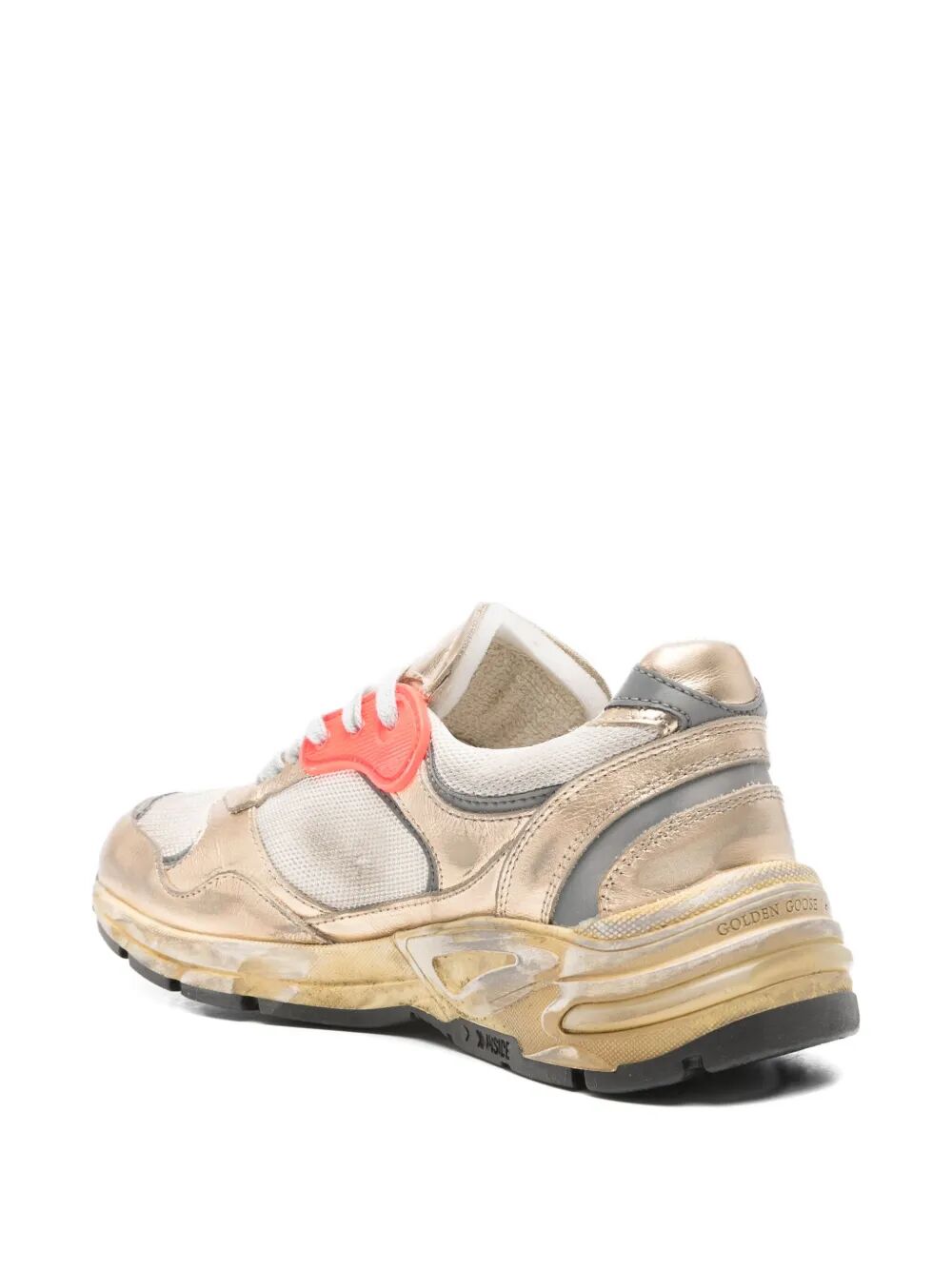 DAD-STAR SNEAKERS IN MESH AND GOLD FOILED LEATHER WITH WHITE LEATHER STAR