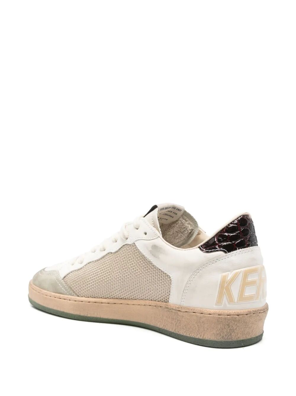 BALL STAR SNEAKERS IN VINTAGE EFFECT LEATHER WITH OLIVE GREEN LEATHER STAR AND CROCODILE EFFECT HEEL TAB