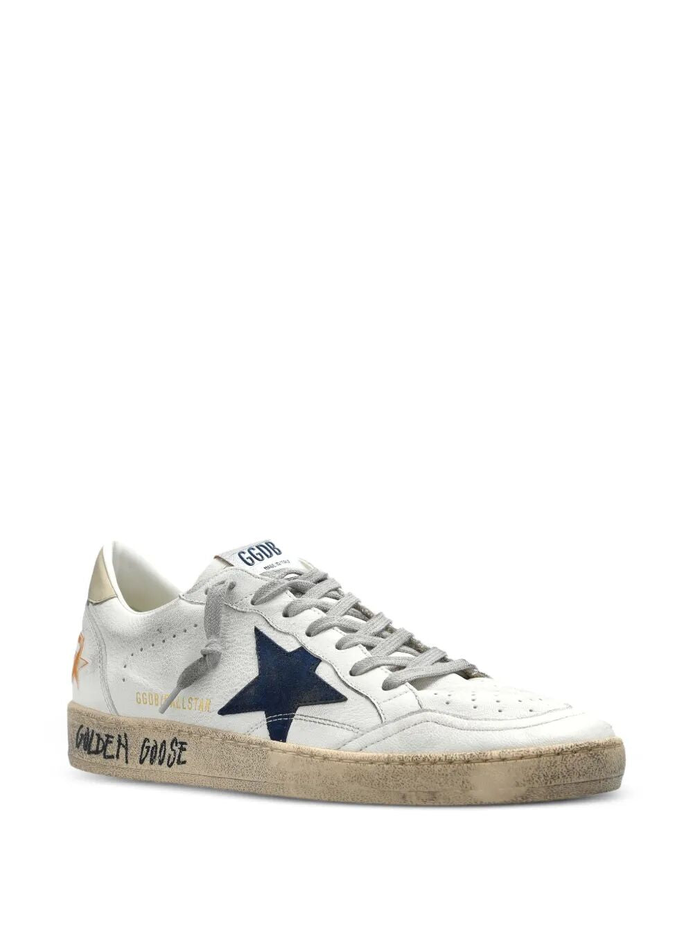BALL STAR SNEAKERS IN VINTAGE EFFECT LEATHER WITH BLUE LEATHER STAR