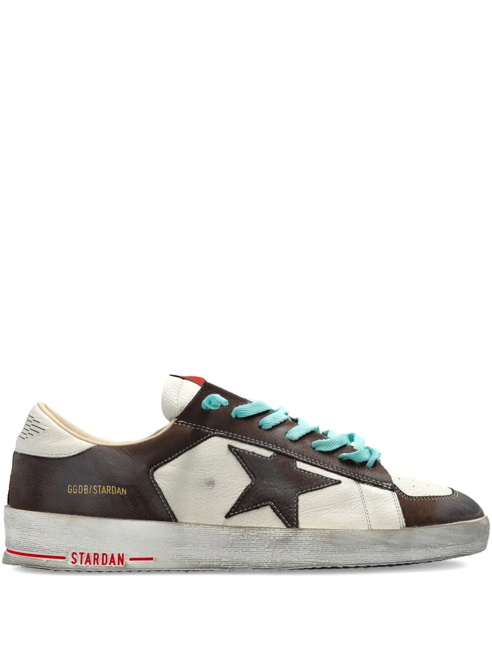 STARDAN TWO-TONE DISTRESSED FINISH LEATHER SNEAKERS