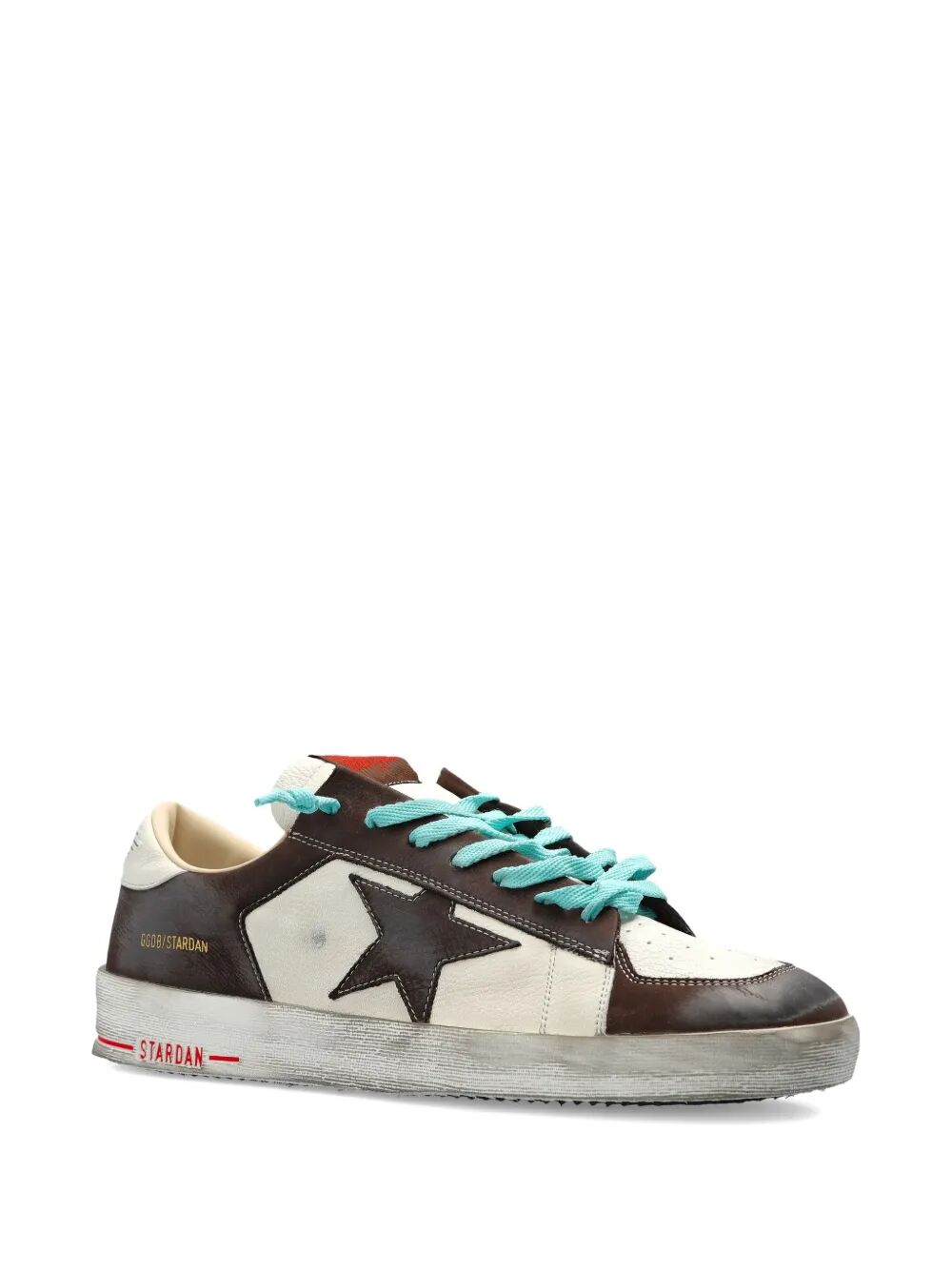 STARDAN TWO-TONE DISTRESSED FINISH LEATHER SNEAKERS