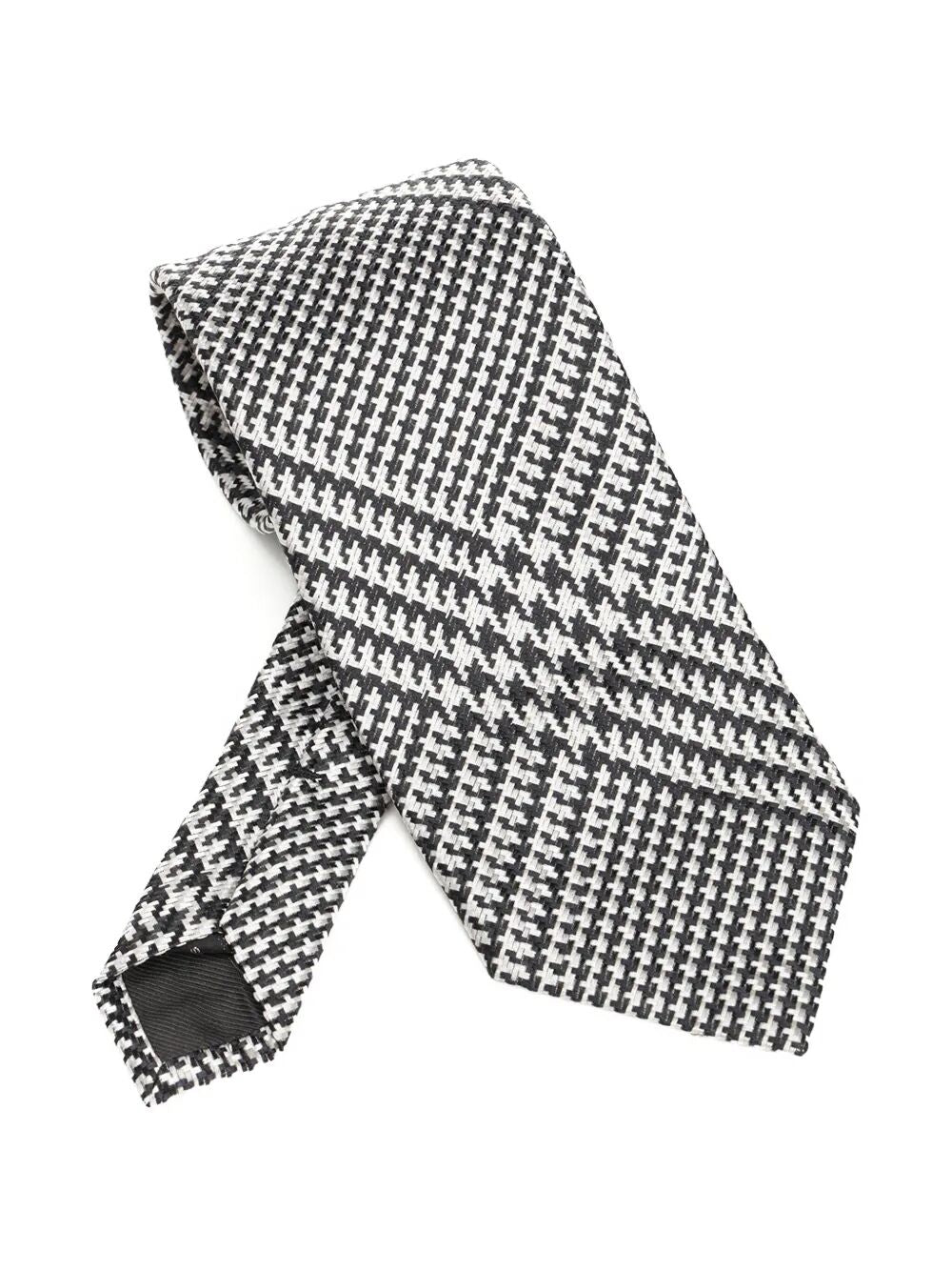 HOUNDSTOOTH-PATTERN SILK TIE