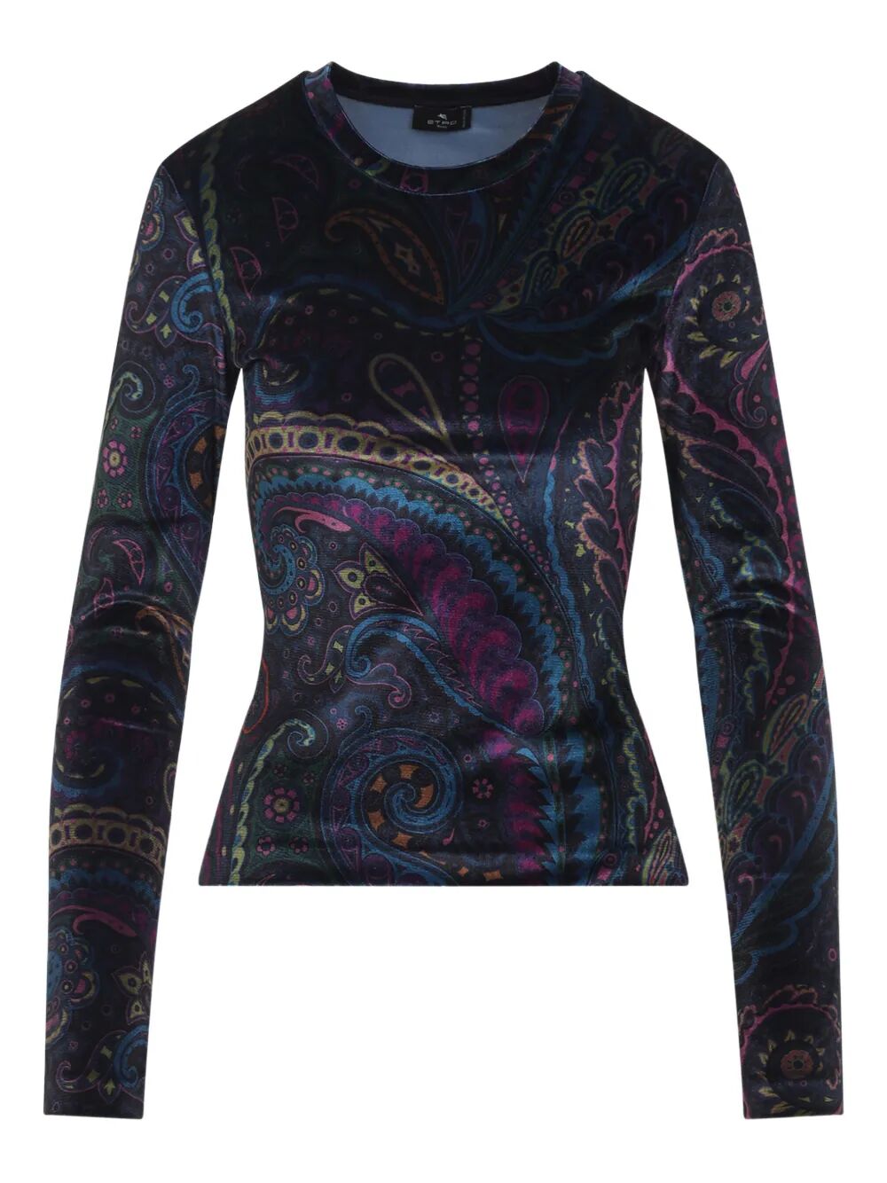 PAISLEY-PRINT LONG-SLEEVED VELVET TOP