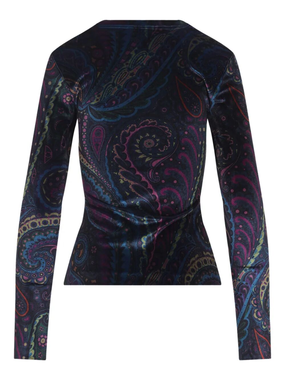 PAISLEY-PRINT LONG-SLEEVED VELVET TOP