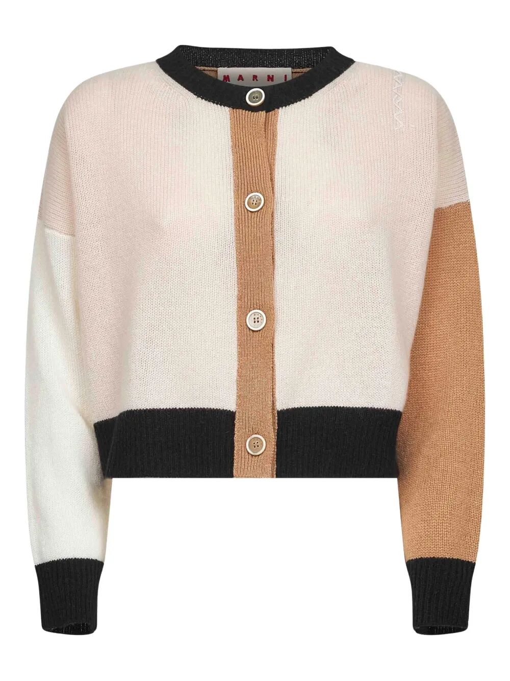 COLOUR-BLOCK CASHMERE CARDIGAN