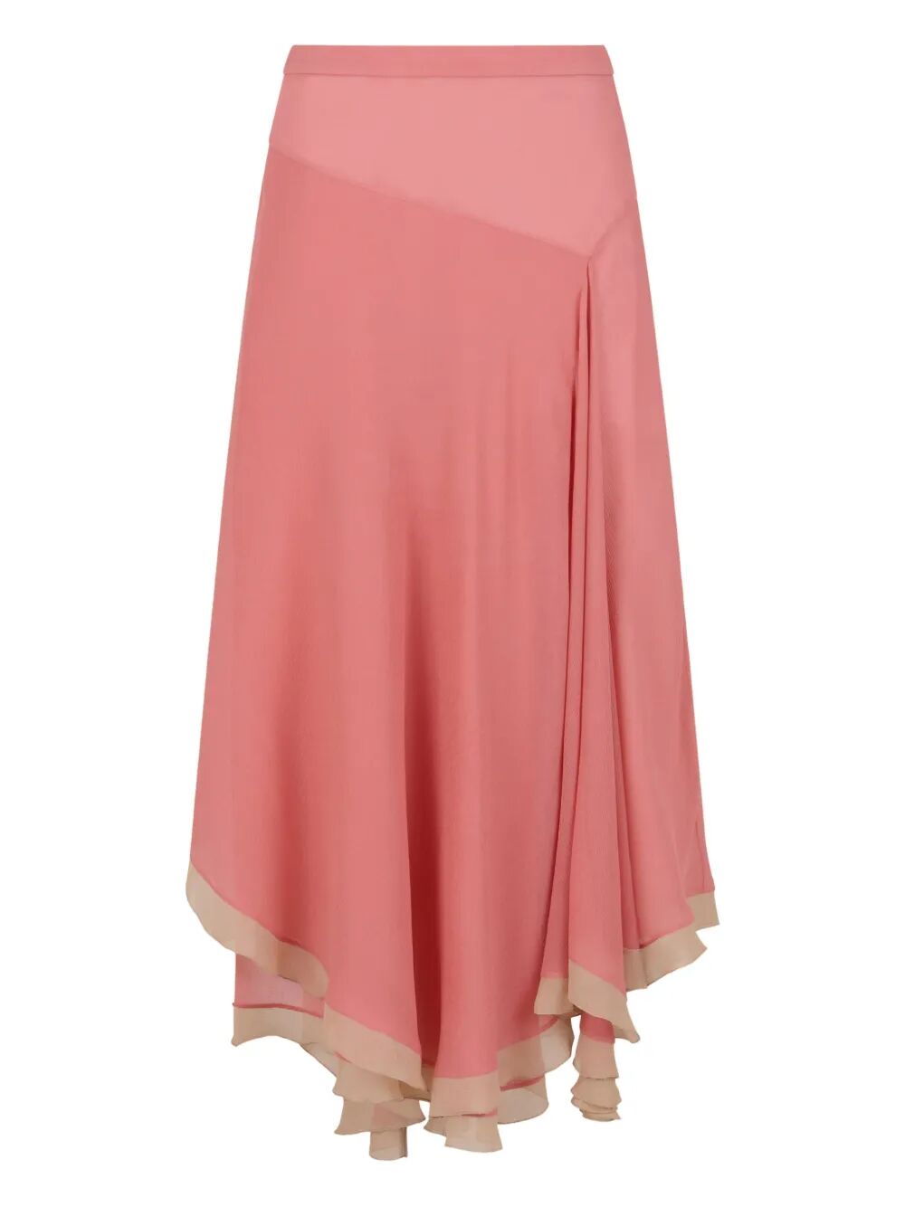 CREPONNE SILK PEPLUM MIDI SKIRT