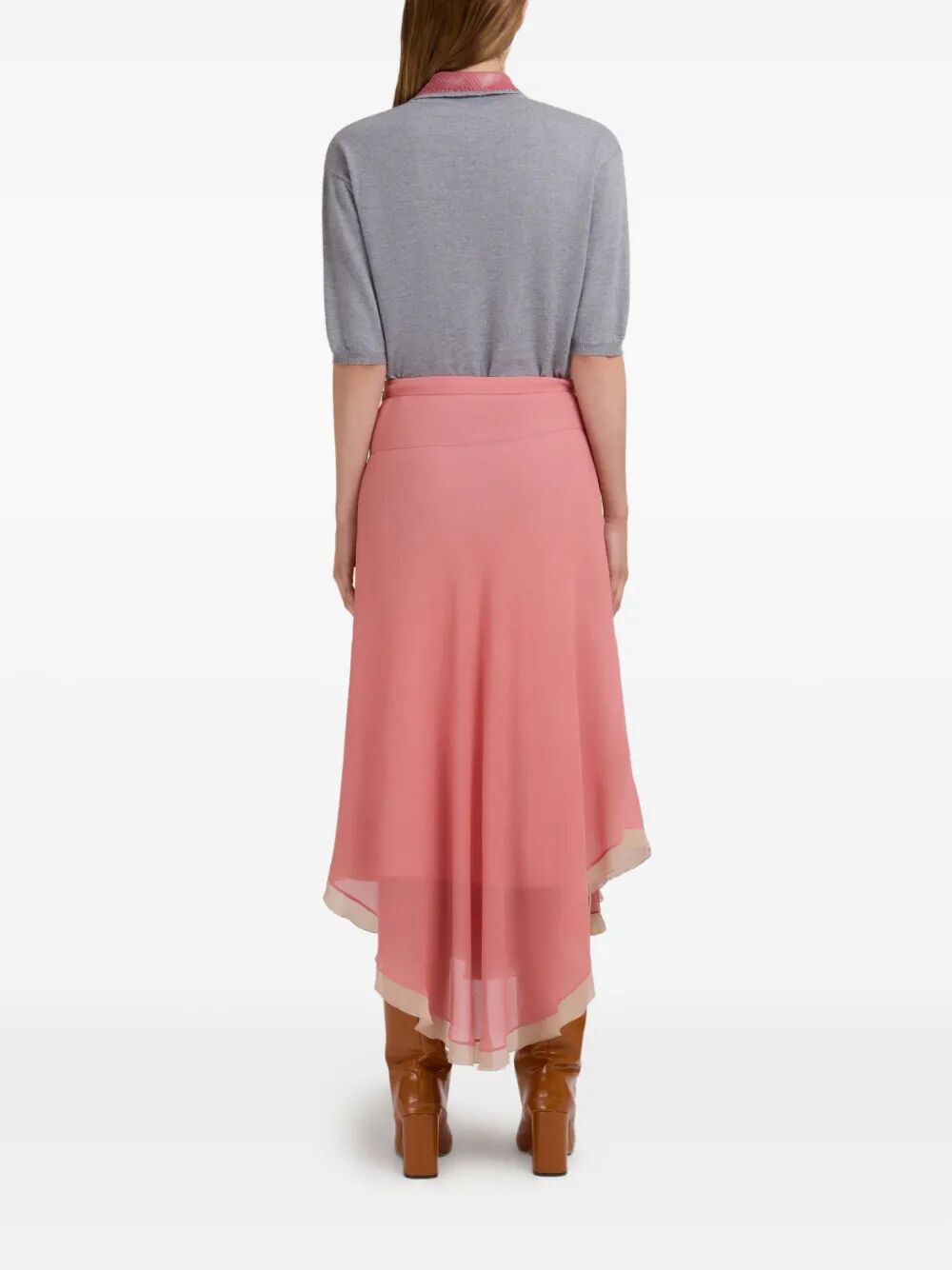 CREPONNE SILK PEPLUM MIDI SKIRT