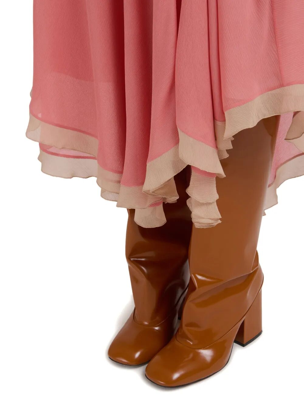 CREPONNE SILK PEPLUM MIDI SKIRT