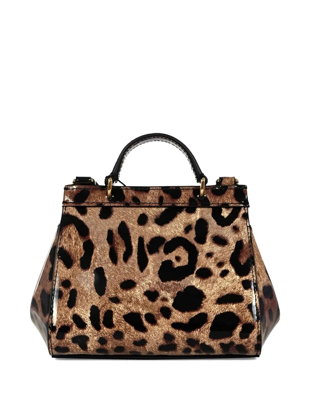 LEOPARD-PRINT POLISHED CALFSKIN SICILY HANDBAG
