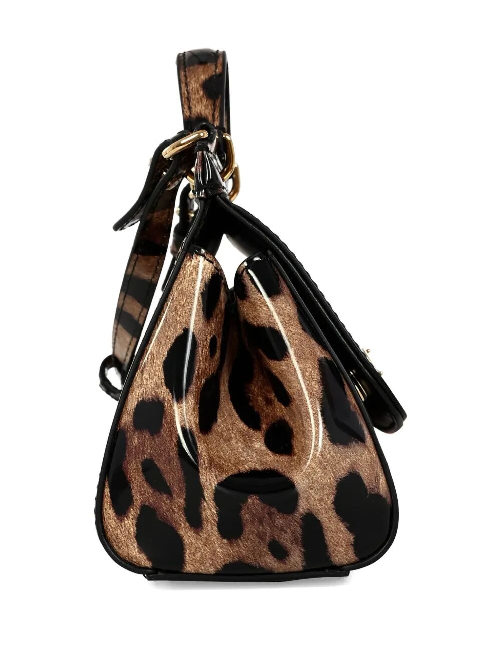 LEOPARD-PRINT POLISHED CALFSKIN SICILY HANDBAG