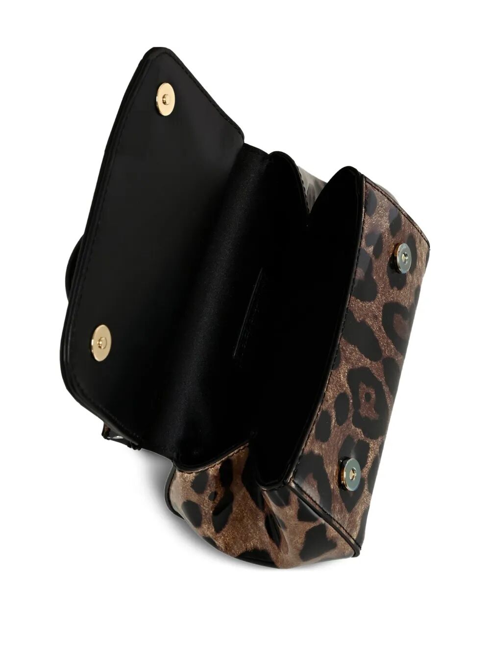 LEOPARD-PRINT POLISHED CALFSKIN SICILY HANDBAG