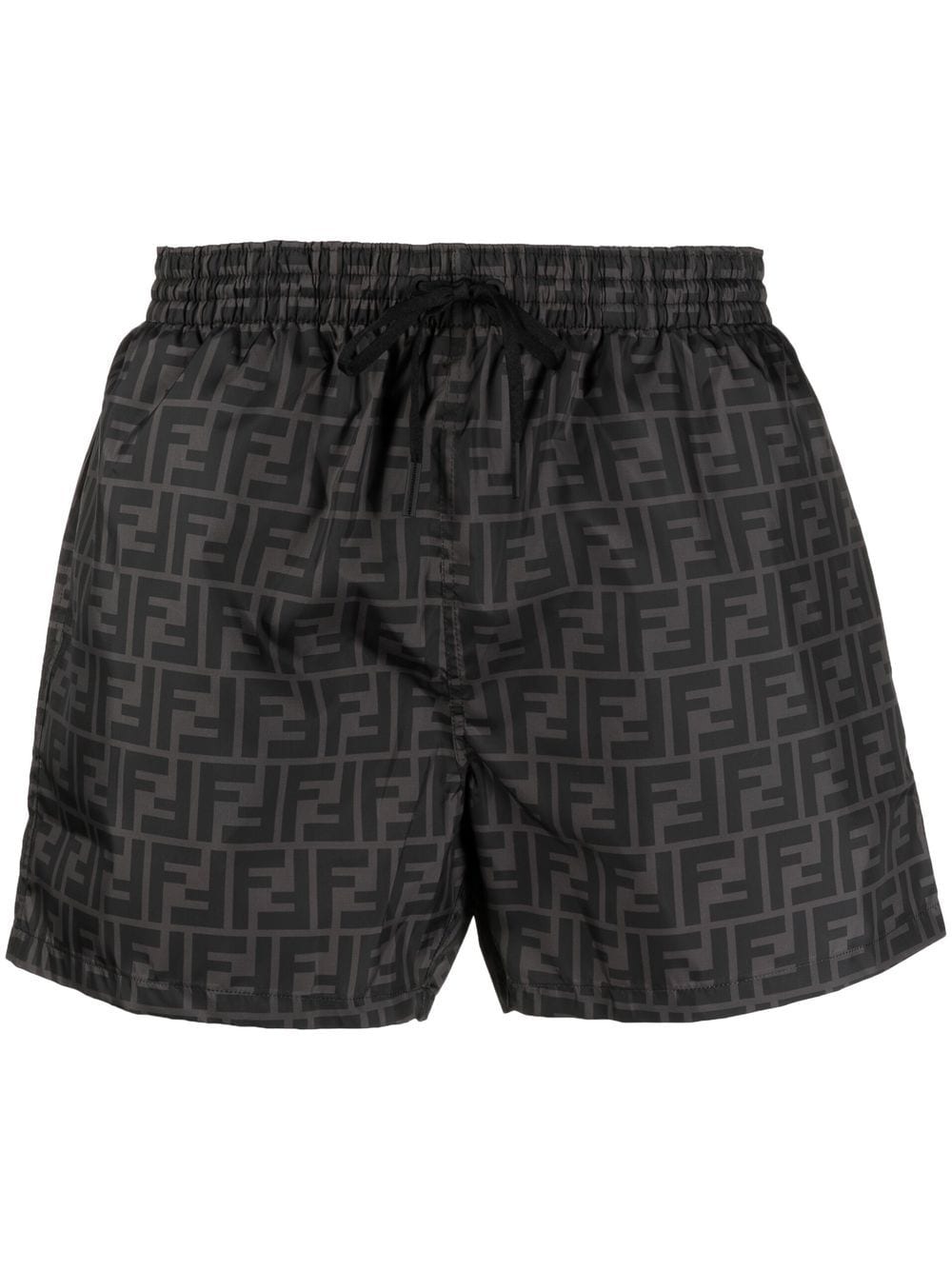 TECH FABRIC WITH ALL-OVER FF PATTERN SWIM SHORTS