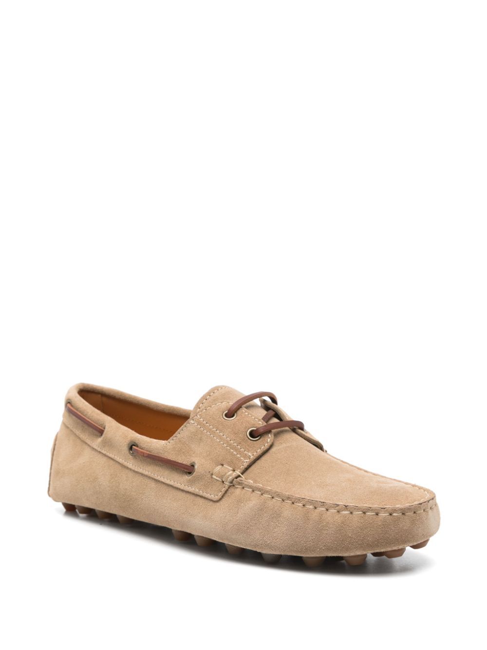 SUEDE GOMMINO BUBBLE LACE-UP BOAT LOAFERS