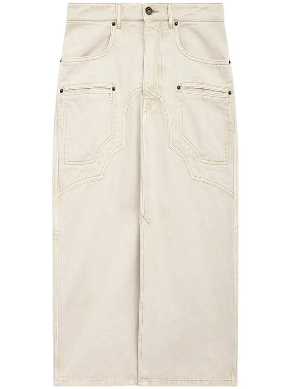 BRITT STITCHED DENIM MIDI SKIRT