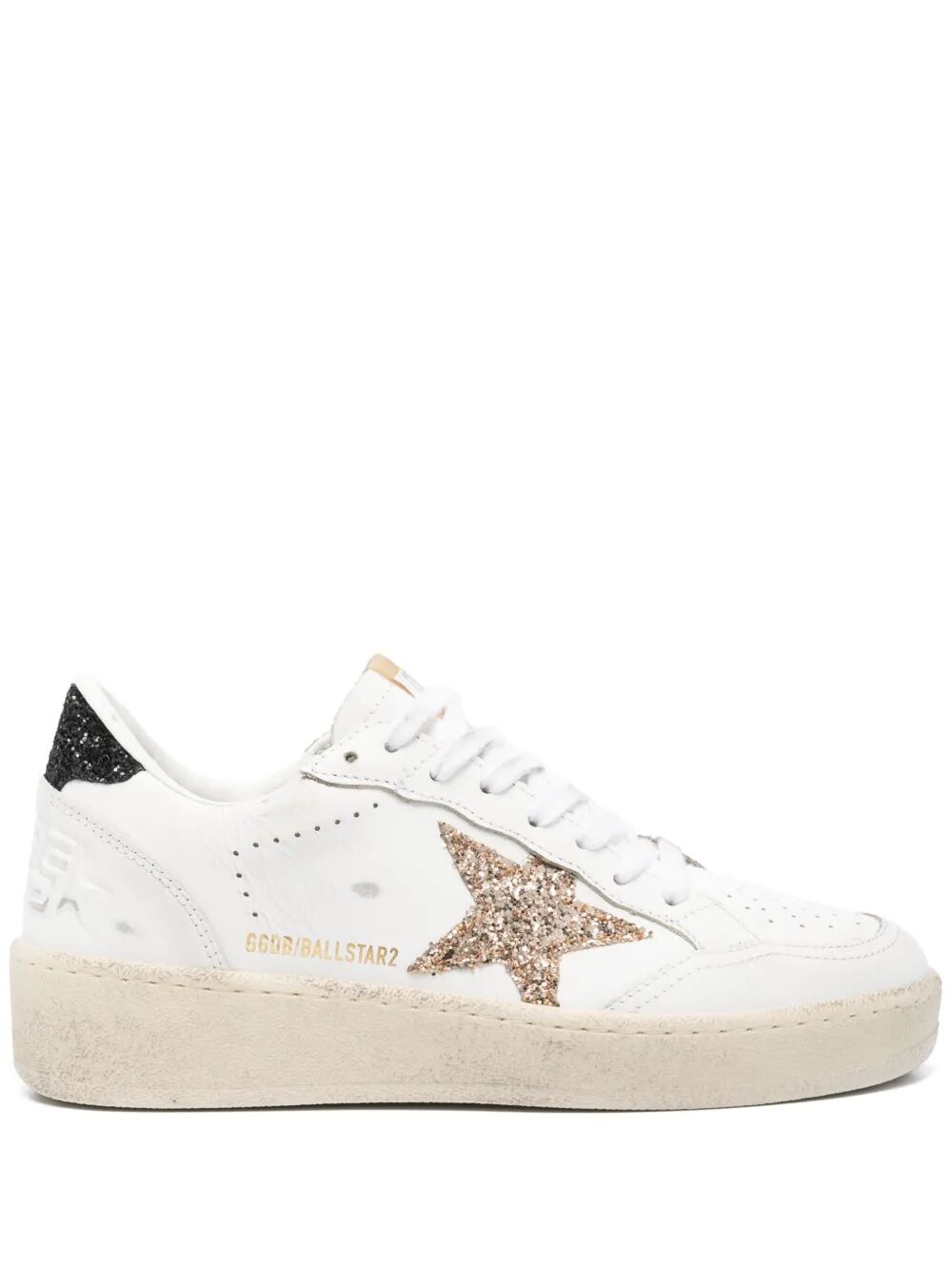 BALL STAR 2 SNEAKERS WITH GOLD GLITTER STAR AND BLACK GLITTER HEEL TAB