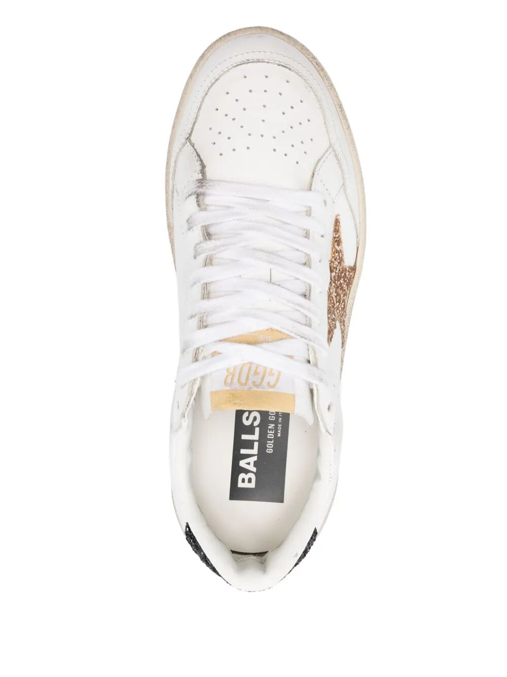 BALL STAR 2 SNEAKERS WITH GOLD GLITTER STAR AND BLACK GLITTER HEEL TAB