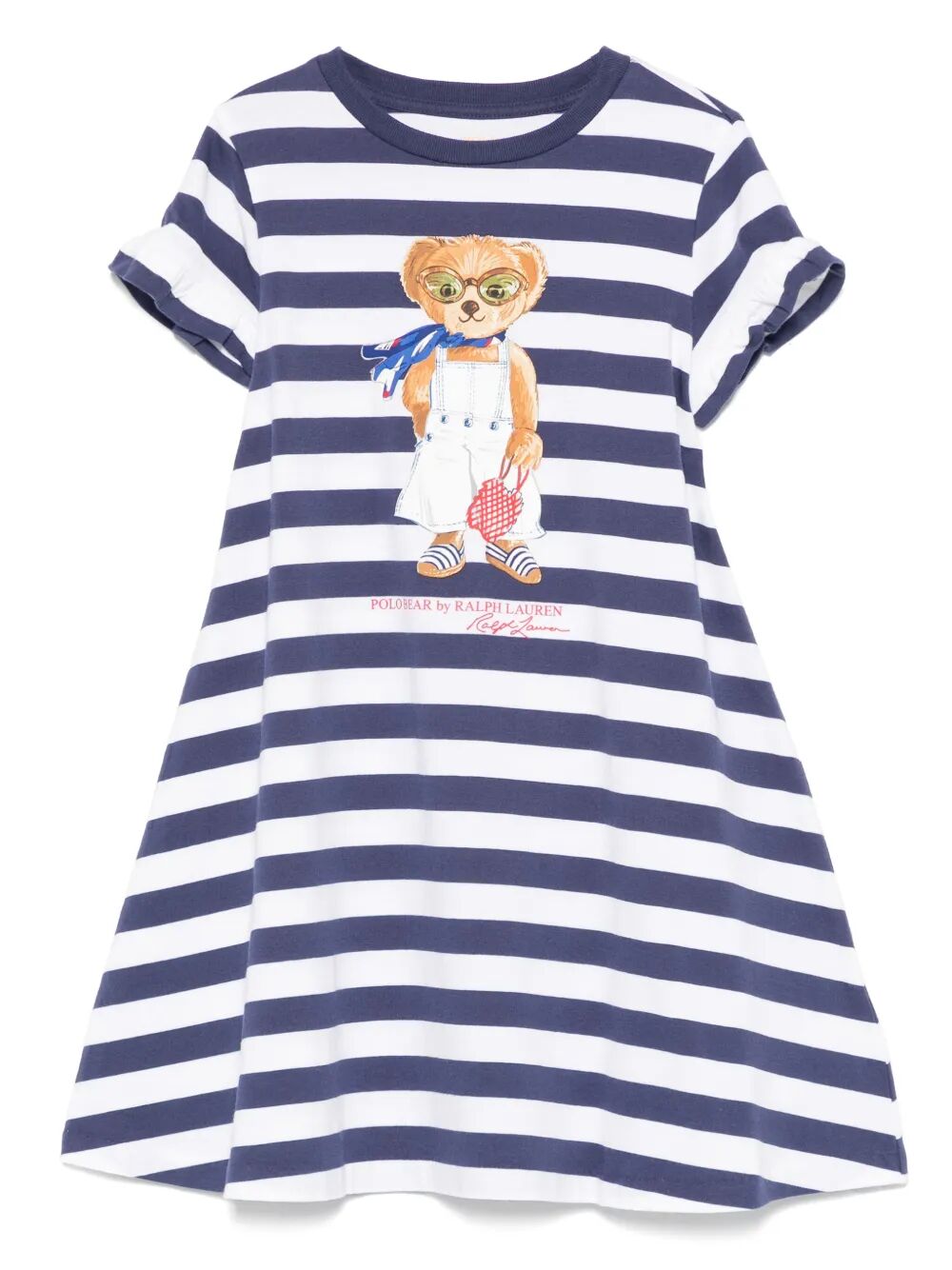STRIPED POLO BEAR COTTON TEE DRESS