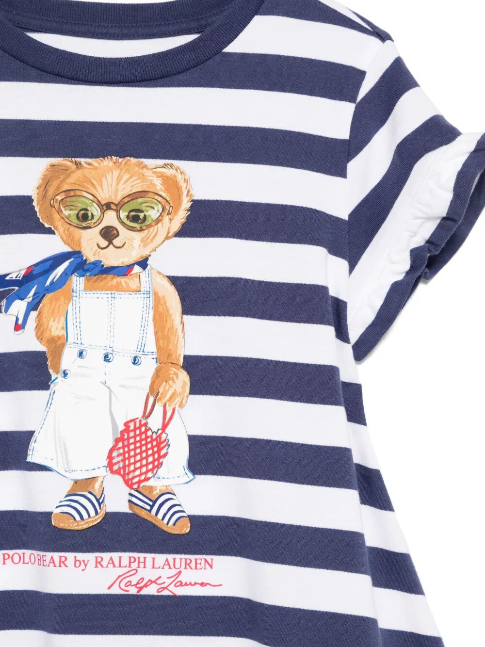 STRIPED POLO BEAR COTTON TEE DRESS