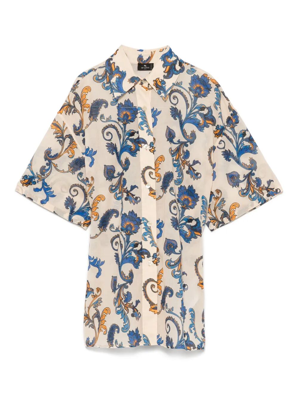 FLORAL-PRINT SHORT SLEEVED COTTON SHIRT