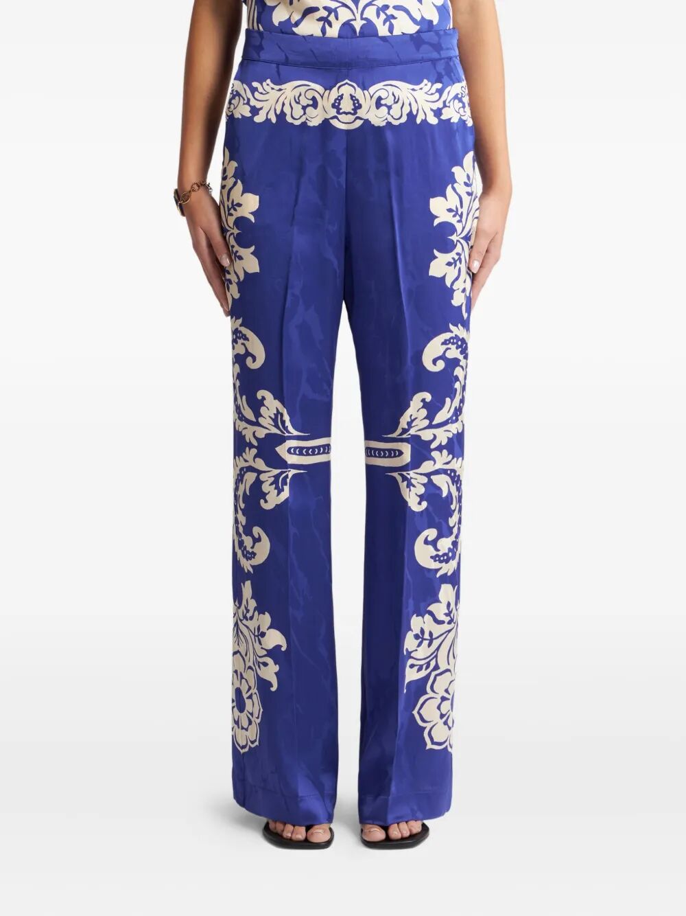 FLORAL JACQUARD PALAZZO TROUSERS