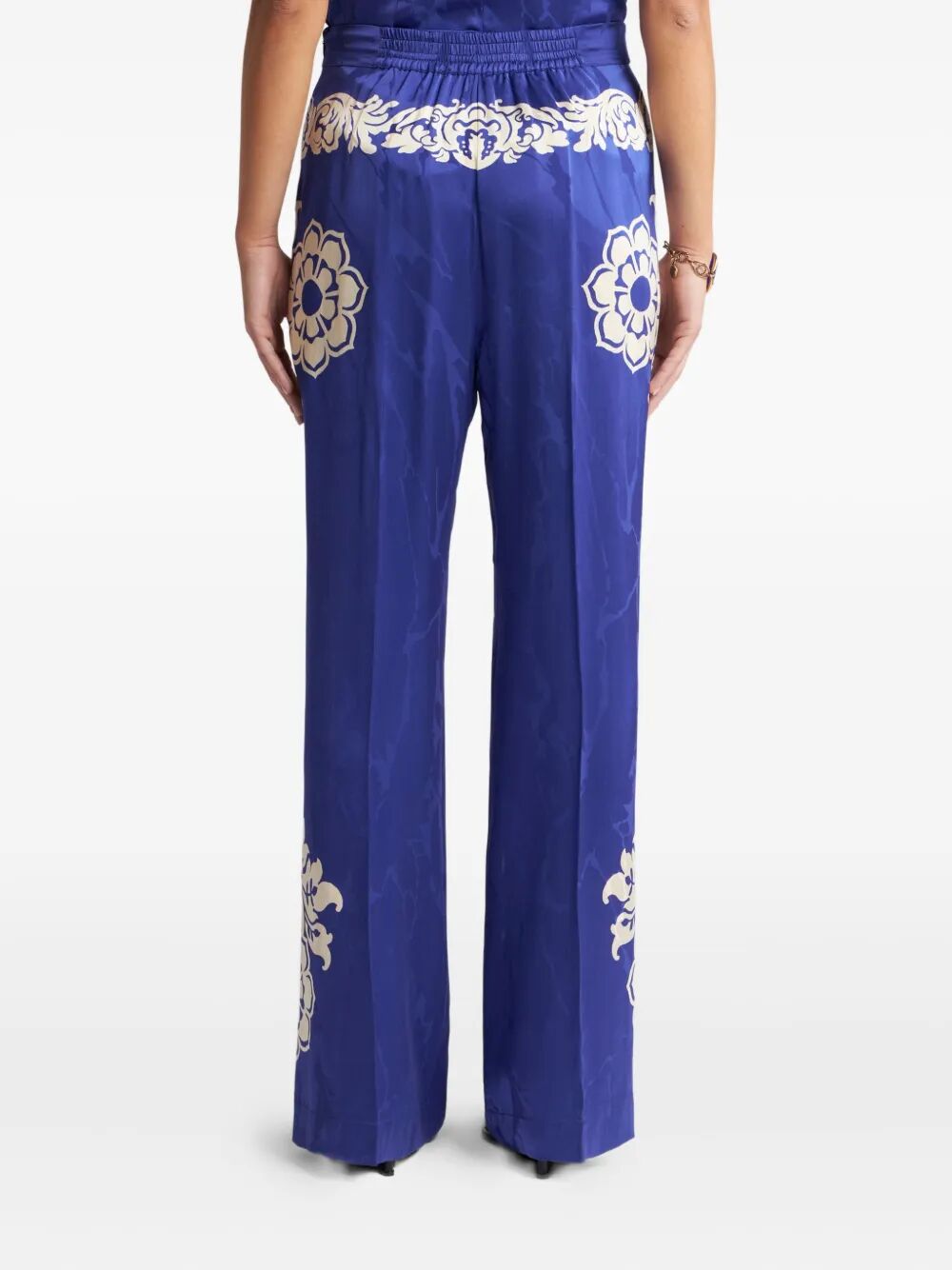 FLORAL JACQUARD PALAZZO TROUSERS