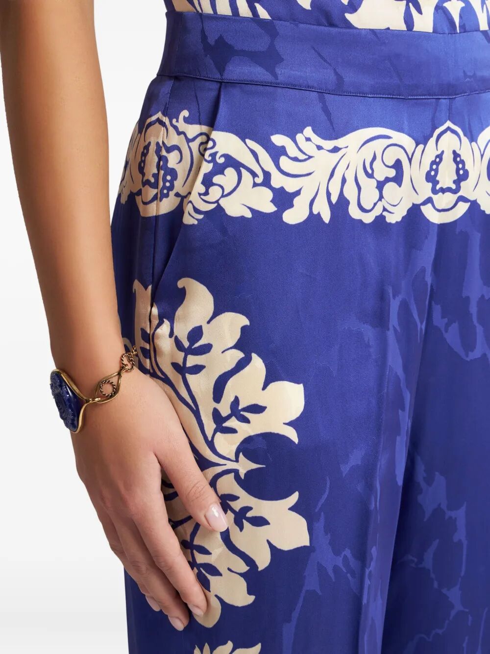 FLORAL JACQUARD PALAZZO TROUSERS