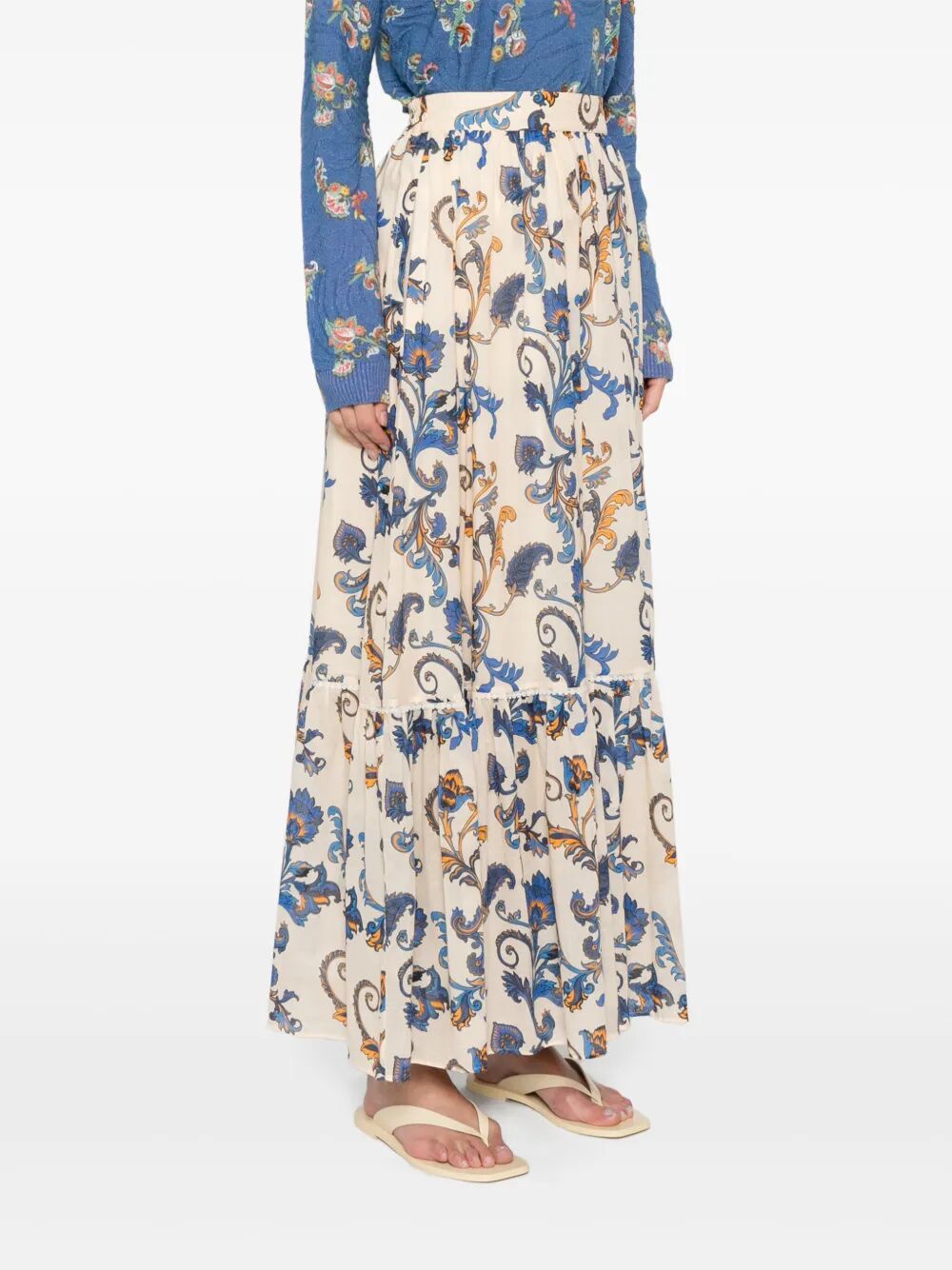 PAISLEY-PRINT COTTON MAXI SKIRT