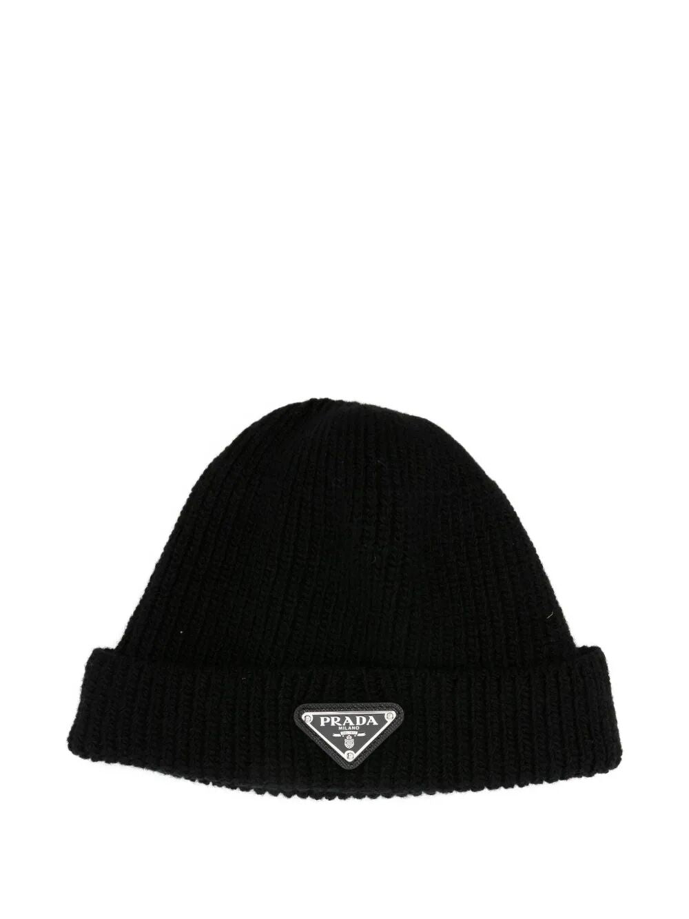 RIBBED LOGO-PLAQUE BEANIE