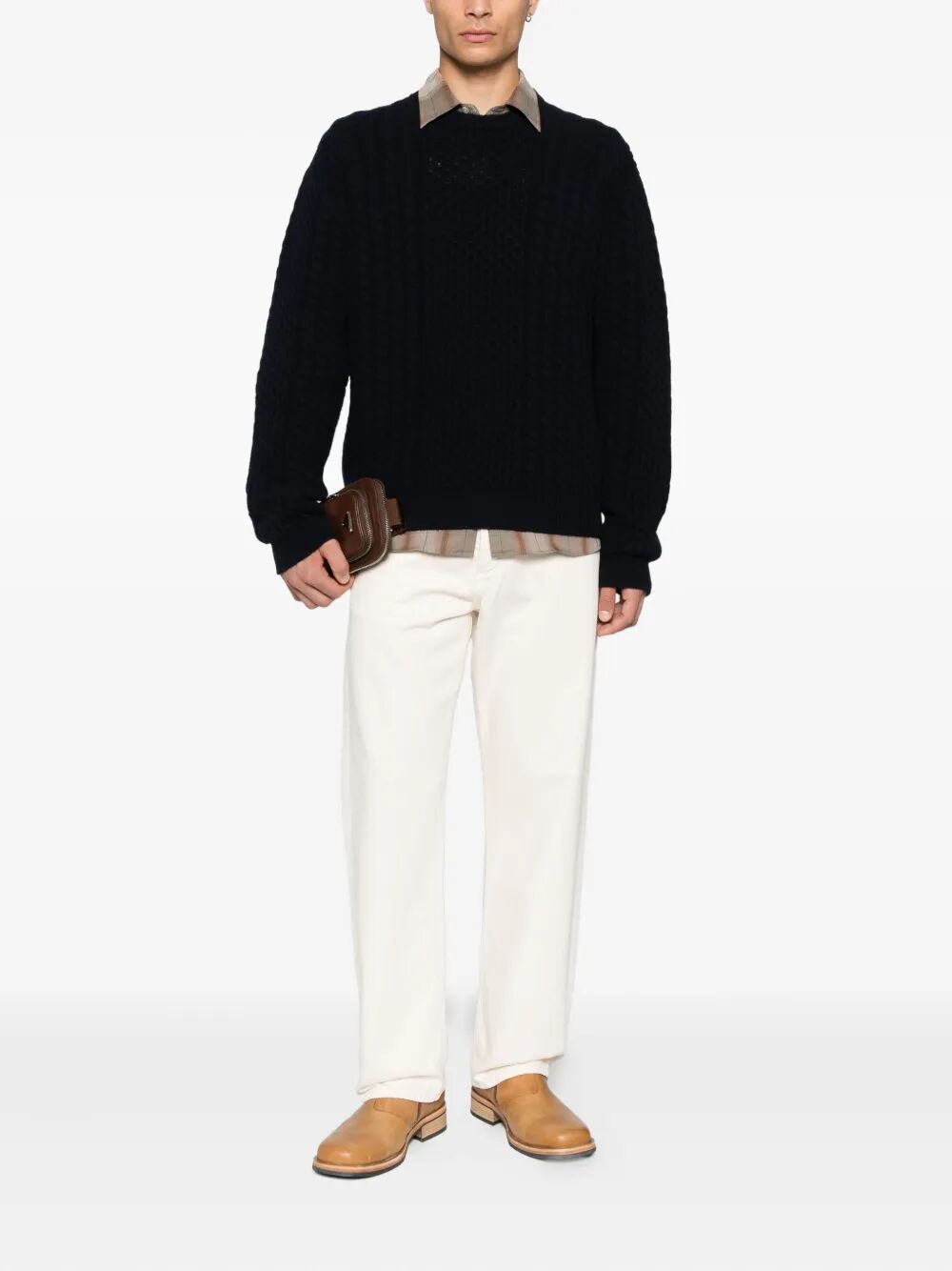 CABLE-KNIT WOOL SWEATER