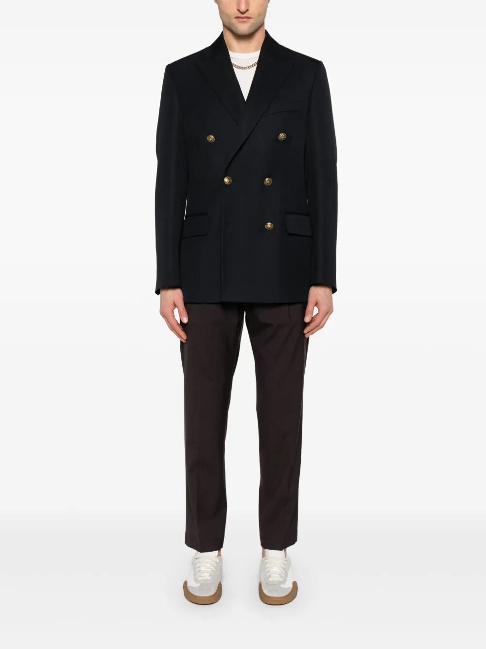 DOUBLE-BREASTED WOOL BLEND BLAZER