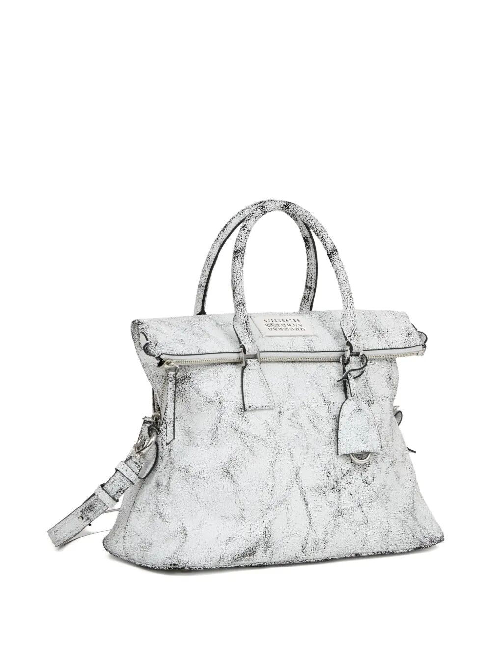 5AC LOVED TO DEATH CRACKLED EFFECT LEATHER MEDIUM BAG