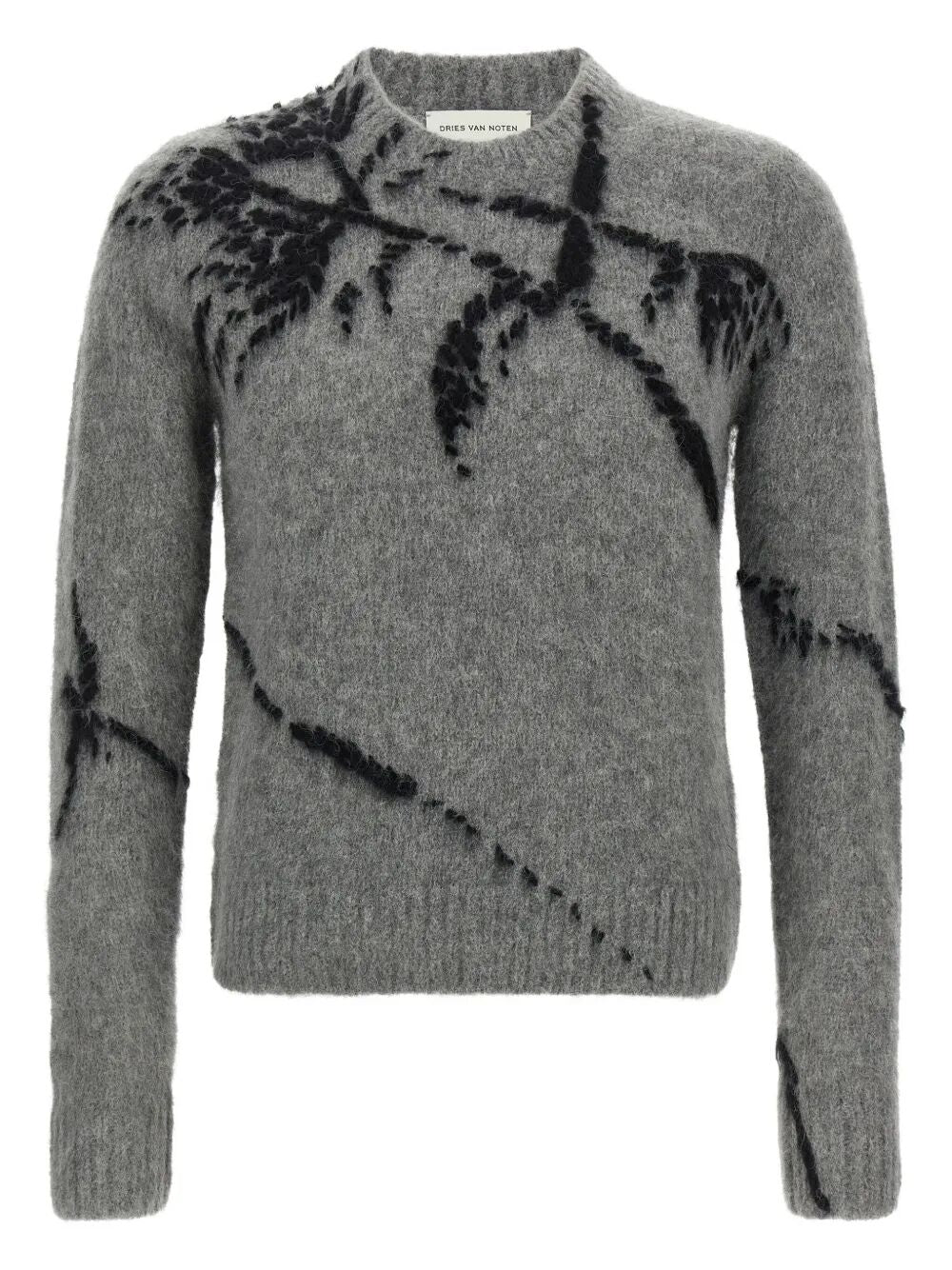 MOUCHE EMBROIDERED CROPPED WOOL SWEATER