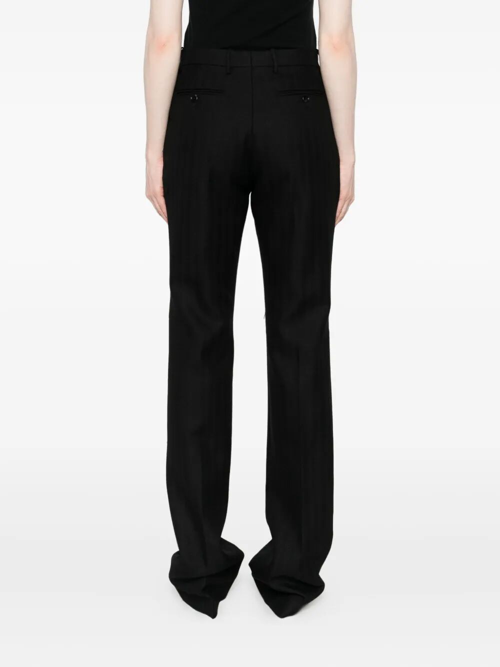 SHARP HERRINGBONE TAILORED STRAIGHT LEG TROUSERS