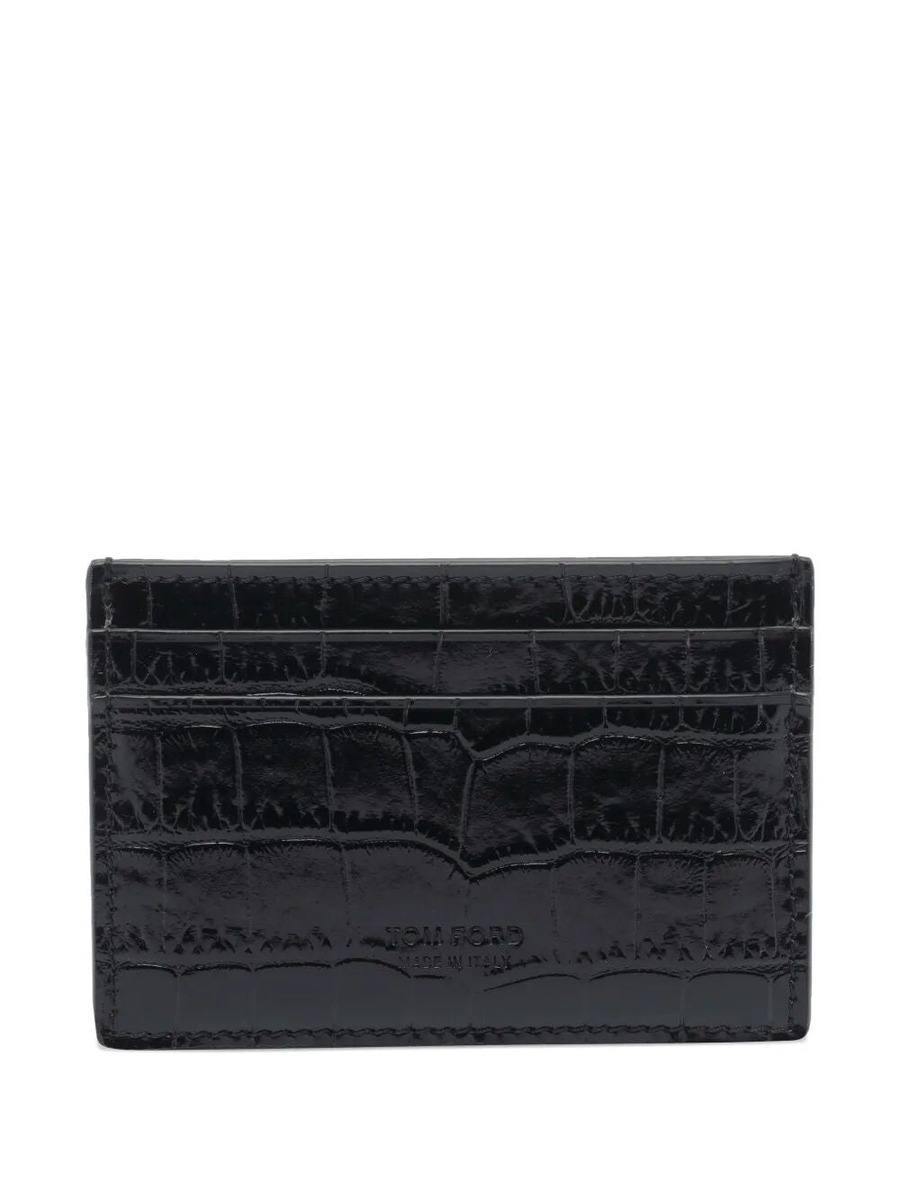 CROCODILE-PRINT LEATHER CARD HOLDER