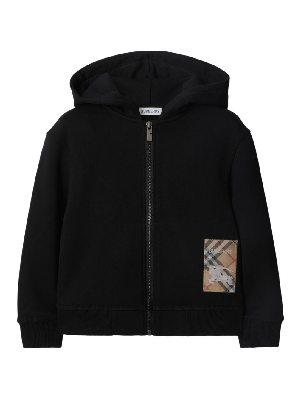 CHECK LABEL COTTON ZIP HOODIE