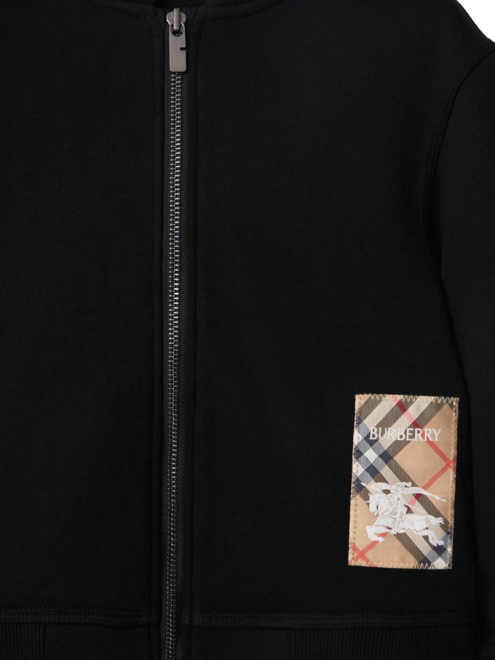 CHECK LABEL COTTON ZIP HOODIE