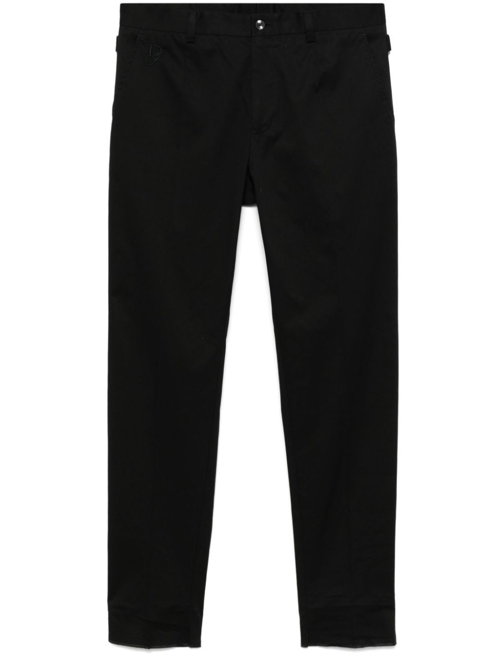 LOGO-EMBROIDERED TAPERED LEG COTTON TROUSERS
