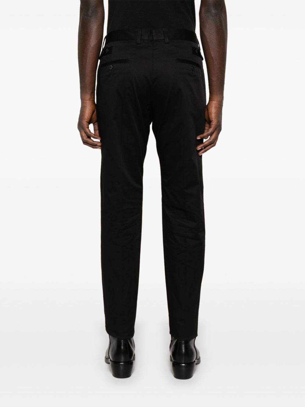 LOGO-EMBROIDERED TAPERED LEG COTTON TROUSERS