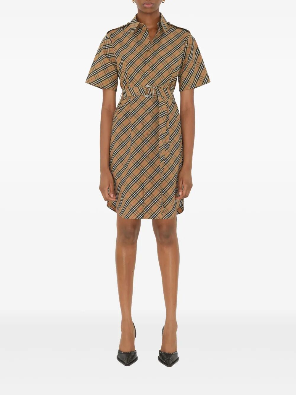 CHECK COTTON SHIRT DRESS