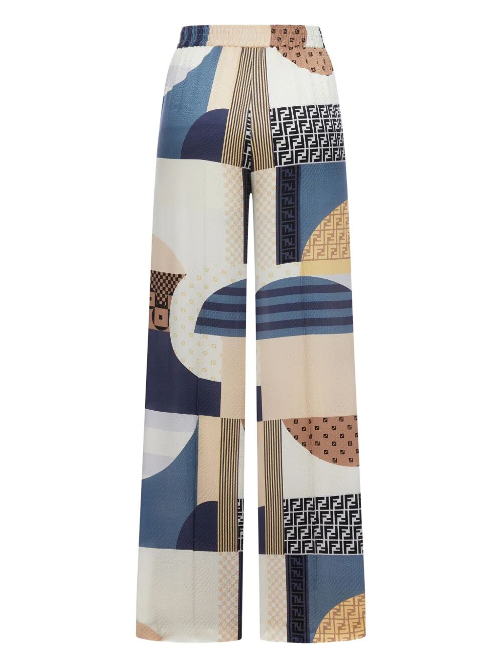 PATCHWORK PRINT SILK FLOWING PYJAMA TROUSERS