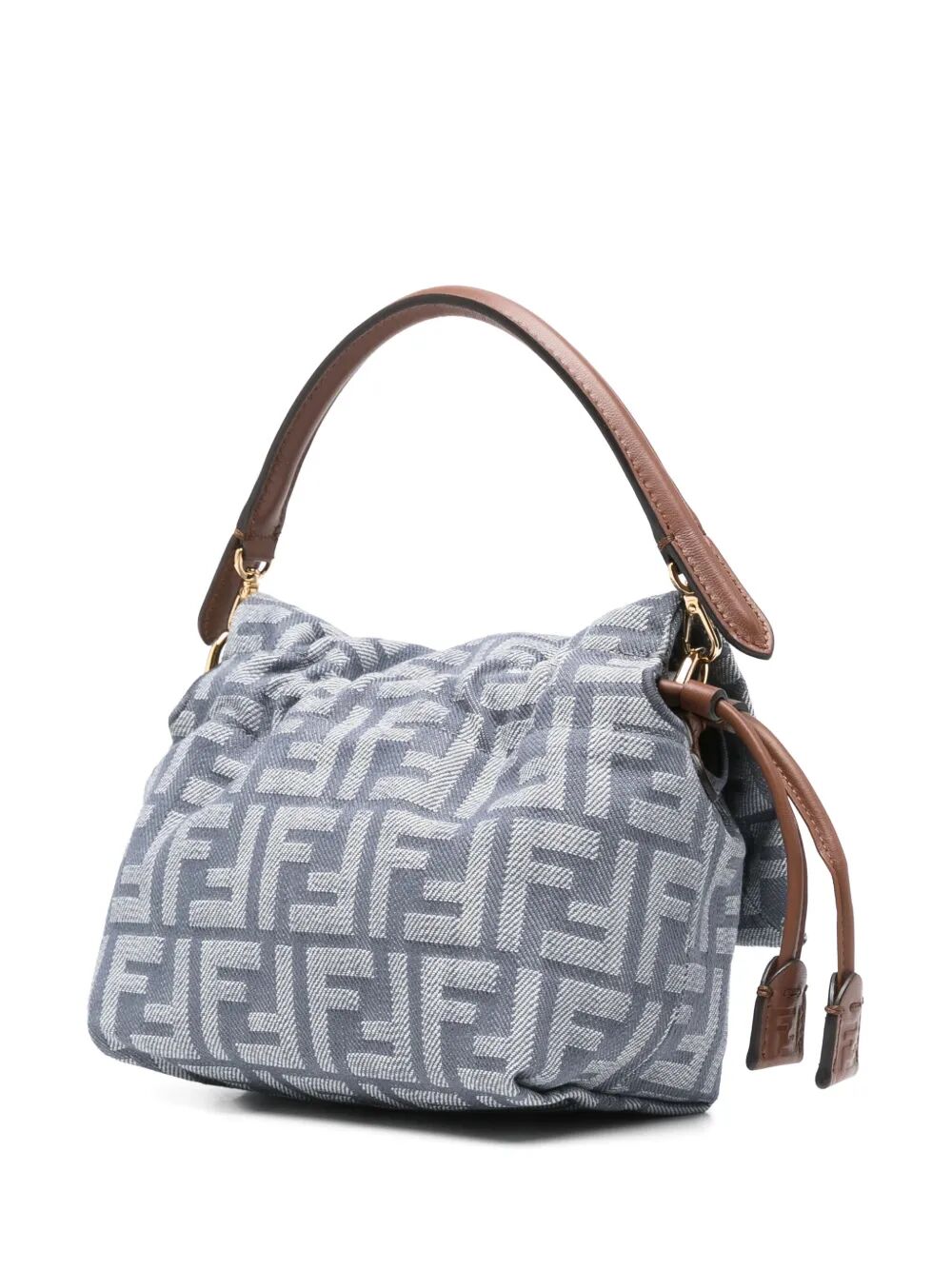 DENIM-EFFECT FF JACQUARD MAMMA BAGUETTE SMALL BAG