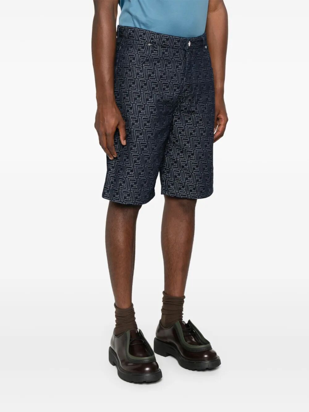 FF JACQUARD DENIM SHORTS