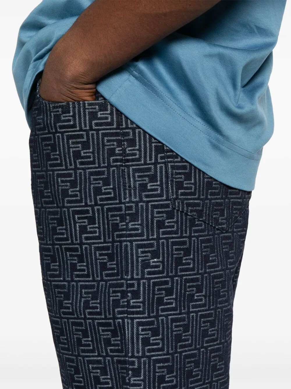 FF JACQUARD DENIM SHORTS