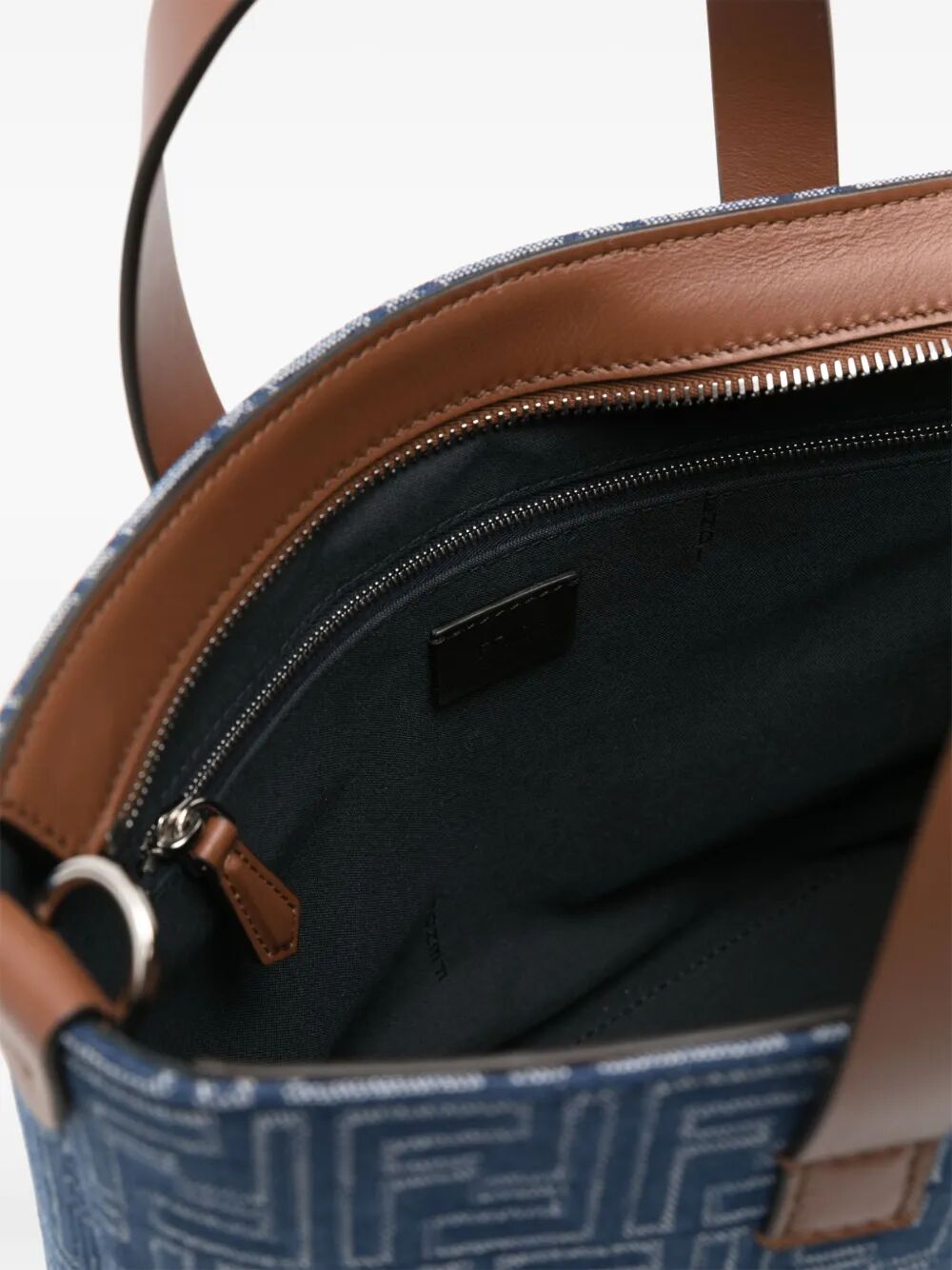 DENIM EFFECT FF JACQUARD SMALL SHOPPING BAG